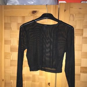 Black mesh top